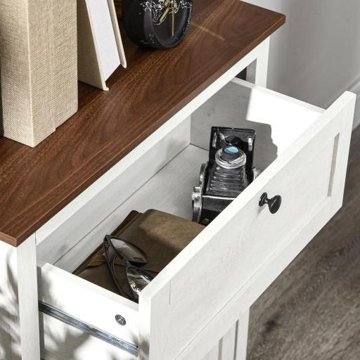 Aparador para Salón Armario de Almacenamiento con Puertas Dobles Cajón y Estante Ajustable 60x30x87,4 cm Blanco [7]