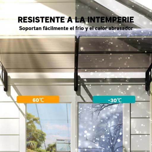 Marquesinas Exterior para Puertas y Ventanas 200x96 cm con Soporte de Aleación de Aluminio PP Policarbonato Marrón [5]