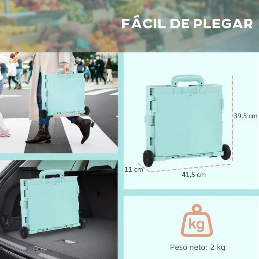 Carrito de la Compra Plegable con 2 Ruedas para Subir Escaleras Ángulo y Longitud de Mango Ajustable 48x43x95 cm Blanco [3]