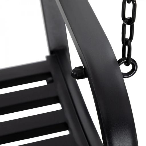 Banco Columpio de 2 Plazas Banco Colgante con Reposabrazos para Jardín Terraza Exterior 127x59,5x52 cm Negro [2]