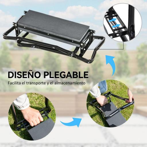 Taburete de Jardín Plegable con Almohadilla de Espuma EVA Asiento de Jardín 2 en 1 con Bolsa para Herramientas [3]