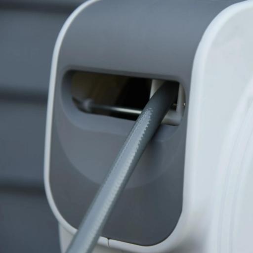 Carrete de Manguera de Aire Comprimido Automático de 15 m Conector de 1/4'' BSP con Soporte para Pared Giratorio 180° Diámetro Interno 3/8'' (9,5x15 mm) Gris [5]