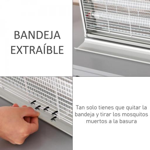 Lámpara Antimosquitos Eléctrico 30W Mata Mosquitos Eléctrico con Luz UV Efecto 60 m² 48,5x8,5x26,5 cm Gris [3]