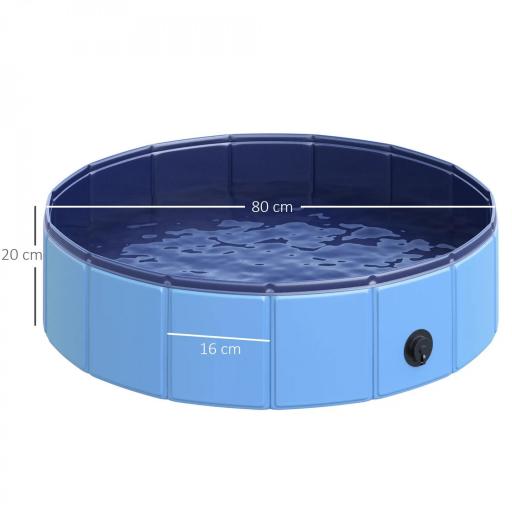 Piscina Plegable para Perros Gatos Ø80x20 cm Bañera Portátil para Mascotas PVC Antideslizante Múltiples Usos Color Azul [1]
