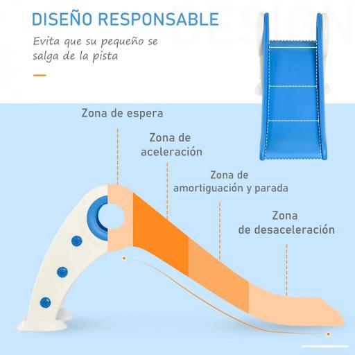 Tobogán Infantil de 18-36 Meses Tobogán para Niños Plegable con Escaleras Rampa Larga para Jardín Parque Interiores 120x50x56 cm Azul [3]