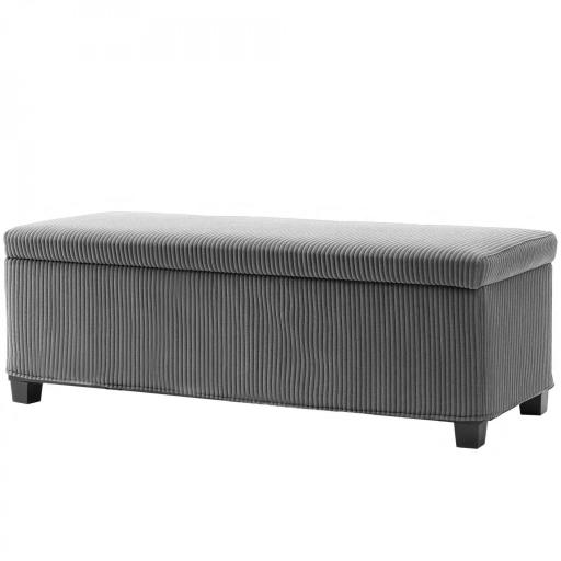 Banco Almacenaje Capacidad de 84 L 112x42x40 cm Tapizado en Pana Pie de Cama para Sala de Estar Dormitorio Gris [3]