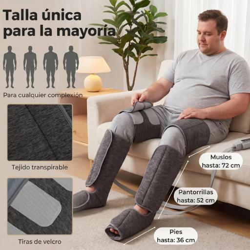 Masajeador de Piernas con Calor y Compresión 3 Modos Automáticos y 3 Intensidades Gris [4]