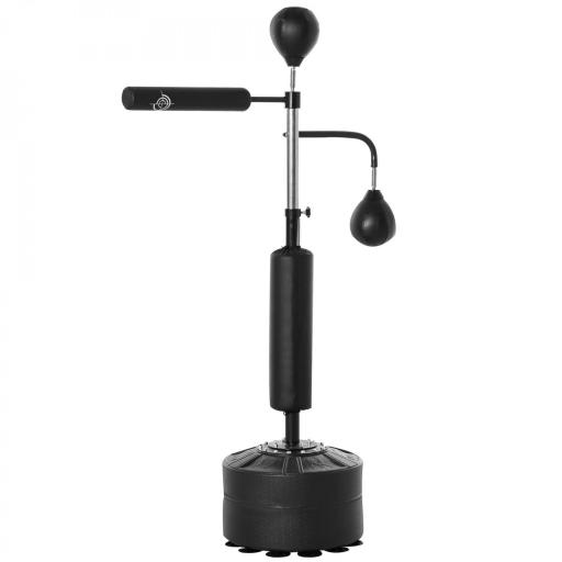 Saco de Boxeo de Pie 4 en 1 Ajustable en Altura con 2 Bolas Barra y Base Rellenable Agua o Arena 88x50x160-230 cm Negro [9]