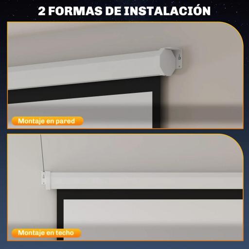 Pantalla de Proyector Manual 120 Pulgadas Pantalla de Proyección Portátil Formato 1:1 para Interior y Exterior Cine en Casa Patio 207x207 cm Blanco [5]