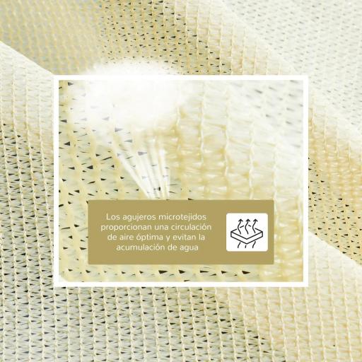 Toldo Vela Rectangular 4x3 m Vela de Sombra para Jardín Patio Terraza HDPE Anti UV y Transpirable Color Crema [2]