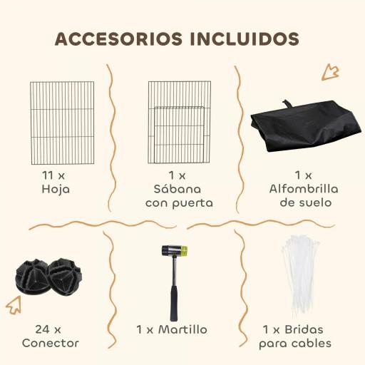 Valla Metálica para Mascotas de 12 Paneles DIY Alfombrilla Impermeable Parque para Cobayas Erizos 120x60x40 cm Negro [3]