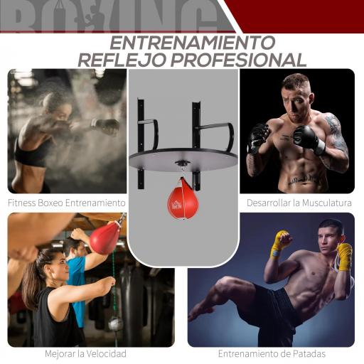 Pera de Boxeo con Soporte de Pared Giratorio para Practicar Técnica y Reflejos 60x73x80 cm Negro y Rojo [4]