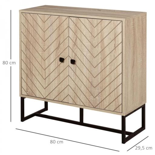 Aparador de Cocina Armario Buffet con 2 Puertas y Estantes Estilo Moderno 80x29,5x80 cm Madera Natural [1]