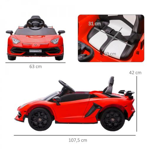 Coche Eléctrico Lamborghini para Niños Velocidad Max.5 km/h Puerta de Tijera con Control Remoto MP3 Rojo [1]