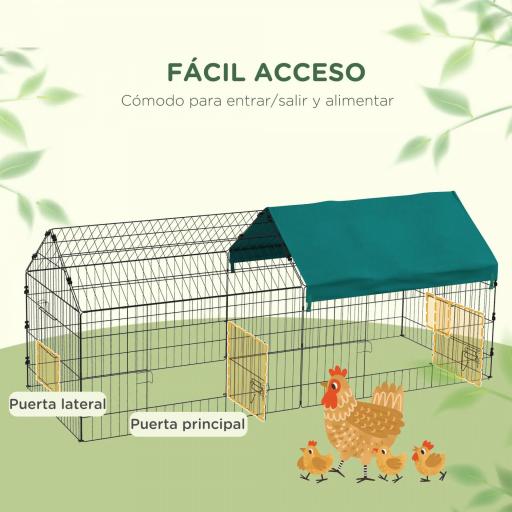 Jaula para Animales Pequeños de Acero con Puertas y Tela Superior para Conejos Chinchillas Gallinas 185x75x75 cm Verde [4]