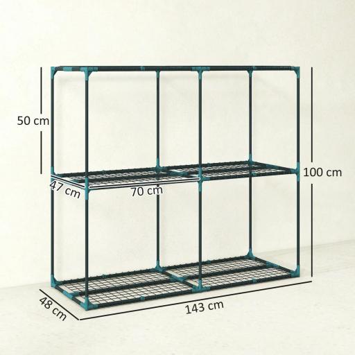 Soporte para Plantas de 3 Niveles Estantería para Plantas de Acero para Interior y Exterior 143x48x100 cm Verde [1]