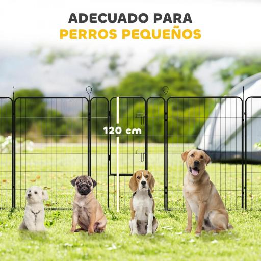Parque para Perros de 12 Paneles con 2 Puertas Corralito para Perros para Exterior Interior de Acero 80x120 cm Negro [7]