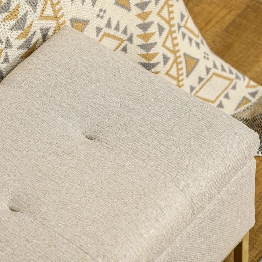 Banqueta con Almacenamiento Banco Rectangular Tapizado en Lino con Tapa Abatible y Patas de Acero 110x44x48 cm Beige [6]