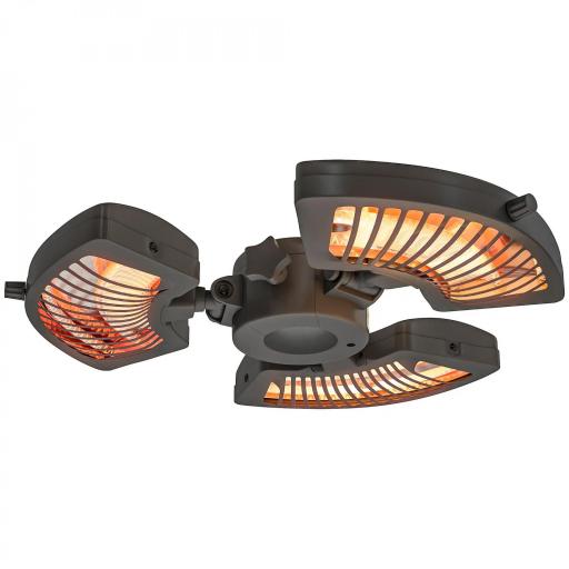 Calefactor Eléctrico Exterior 2400W con 3 Niveles de Calor Protección Antivuelco para Sombrilla Terraza Ø55x8 cm Negro [8]