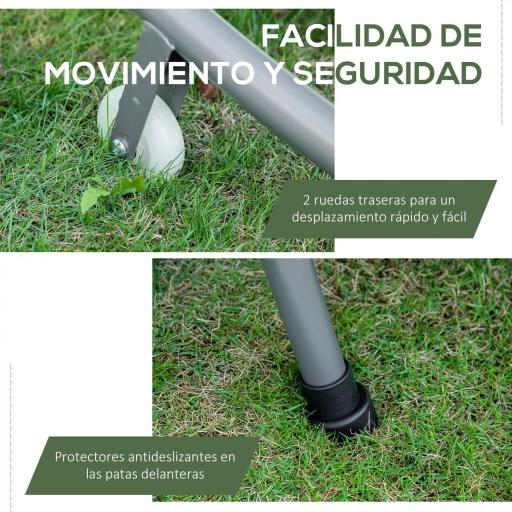 Tumbona Doble con Toldo Ajustable Tumbona de Jardín para 2 Personas con Cojines y 2 Ruedas 200x175x134 cm Gris [4]