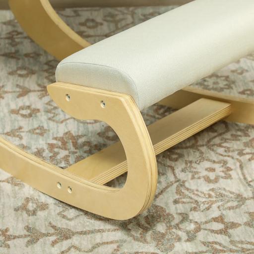 Silla Ergonómica de Rodillas Silla de Rodillas de Madera Taburete Ergonómico Cojín Acolchado 55x85x55 cm Crema [7]