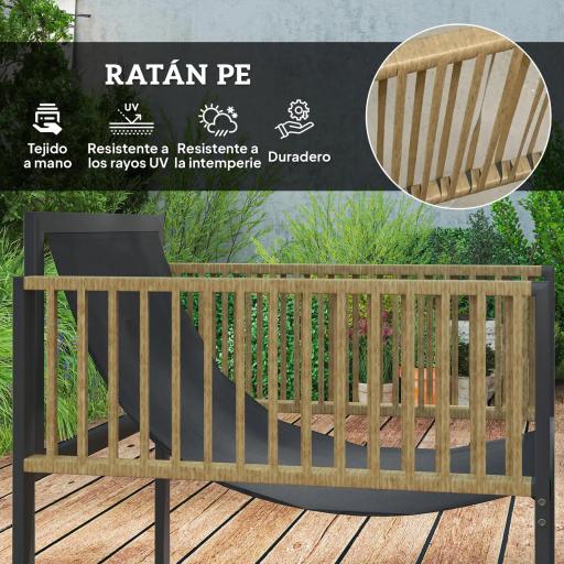 Conjunto de Jardín Exterior de Ratán Sintético con 2 Sillones 1 Sofá de 2 Plazas 1 Mesa de Centro y Cojines Crema [3]