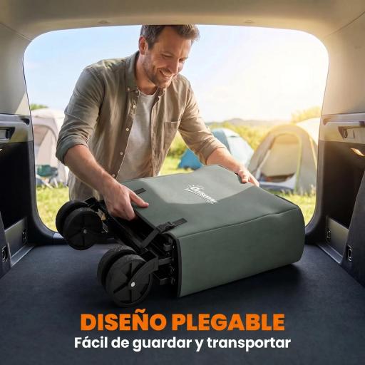 Carro de Jardín Plegable con Mango Telescópico Ajustable Puerta Trasera Expandible para Campaña y Compra Verde [2]
