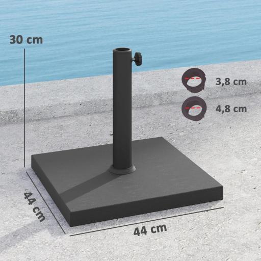 Base de Sombrilla de 18 kg Fabricada en HDPE con Relleno de Cemento para Exterior 44x44x30 cm Negro [1]