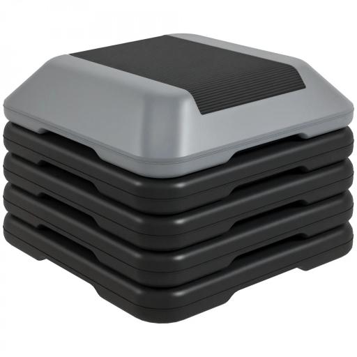 Step para Fitness Stepper Antideslizante con Altura Ajustable de 10/15/20/25/30 cm Carga 150 kg Gris [9]
