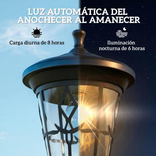 Set de 2 Farolas Solares de Jardín con Altura Ajustable 2 Modos de Brillo IP44 Impermeable para Terraza Patio Negro [2]