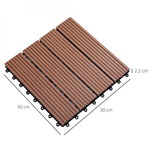 Set de 11 Piezas Baldosas de Exterior 30x30 cm 1 m² Antideslizantes y Resistentes al Clima de Fácil Instalación Marrón [1]