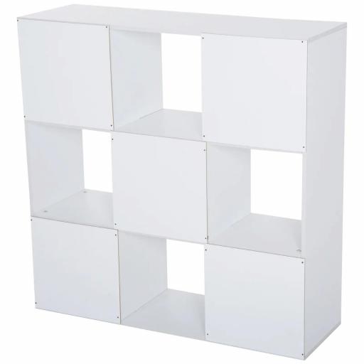 Estantería Librería 3 Niveles Armario de Almacenamiento 9 Cubos Estantería de Pie Separador de Habitación Estante de Exposición 91,5x29,5x91,5cm Madera [7]