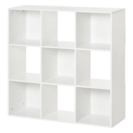Estantería Librería 3 Niveles Armario de Almacenamiento 9 Cubos Estantería de Pie Separador de Habitación Estante de Exposición 91,5x29,5x91,5cm Madera [9]