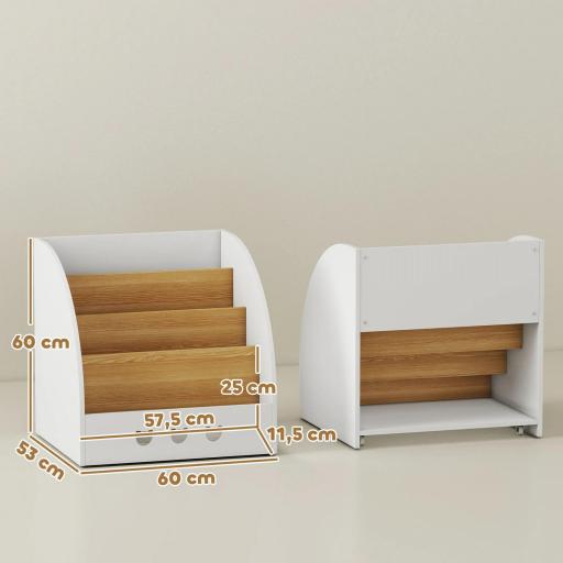 Estantería Infantil para Juguetes 4 Niveles para la Habitación Infantil Sala de Juegos 60x53x60 cm Blanco y Natural [3]