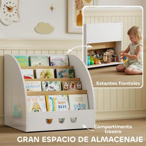 Estantería Infantil para Juguetes 4 Niveles para la Habitación Infantil Sala de Juegos 60x53x60 cm Blanco y Natural [6]