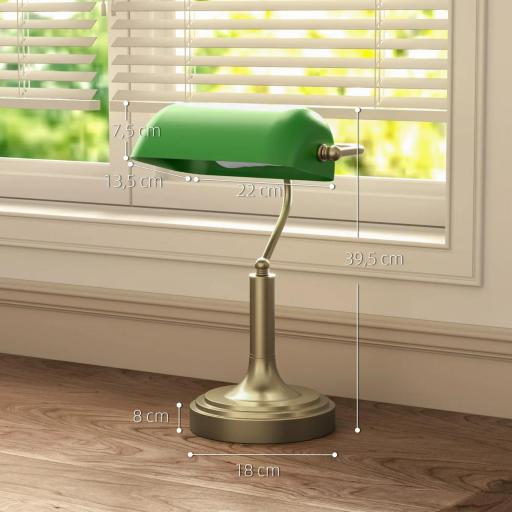 Lámpara de Escritorio Banquero E27 con Pantalla Ajustable Interruptor Basculante para Hogar Oficina Biblioteca Verde [1]
