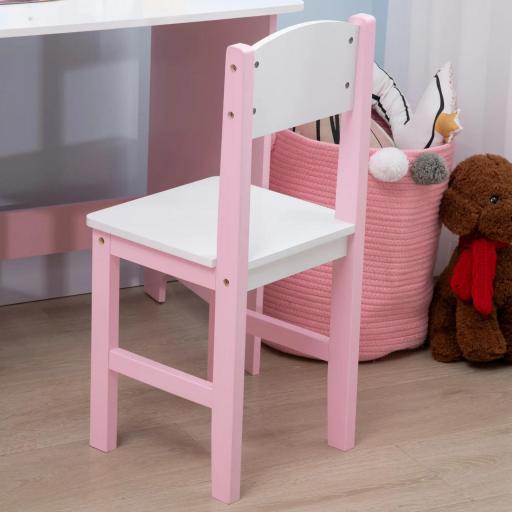 Escritorio Infantil de Madera con Silla y Mesa con Organizador y Pizarra Blanca para +5 Años 90x45x85 cm Rosa  [4]
