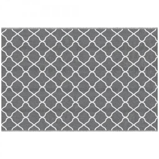 Alfombra Exterior Reversible 182x274 cm de Plástico Impermeable para Terraza Patio Camping Playa Gris y Blanco [9]