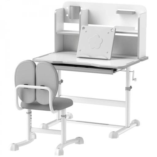 Juego de Escritorio y Silla para Niños de +3 Años Altura Ajustable con Tablero Inclinable 80x55x107,5 cm Gris [8]