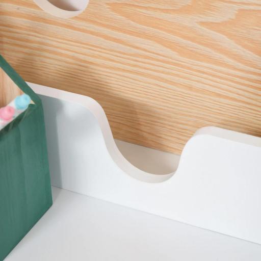 Escritorio para Niños con Silla de 3 a 6 Años con Cajón y Estante para Libros 70x50x75 cm Blanco y Natural [5]