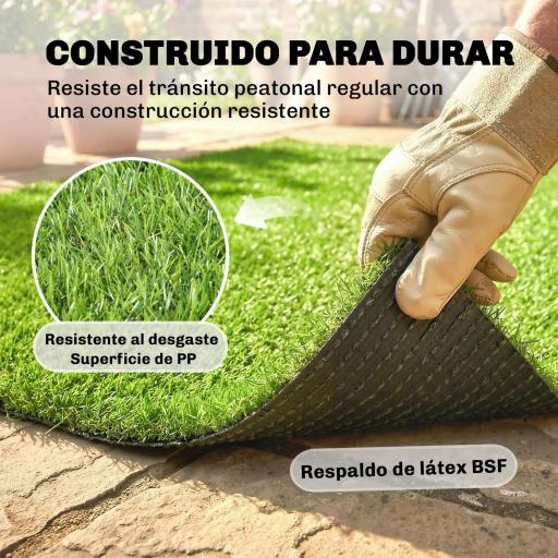 Césped Sintético 1m x 4m Alfombra Césped Artificial con Altura de Hierba 10 mm Drenaje Automático Verde [6]