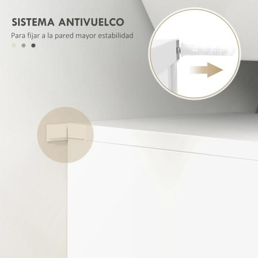 Mueble para Debajo del Lavabo Armario de Baño de Pared con 2 Puertas y Estante Interior Ajustable Estilo Moderno 60x30x62,5 cm Blanco [6]