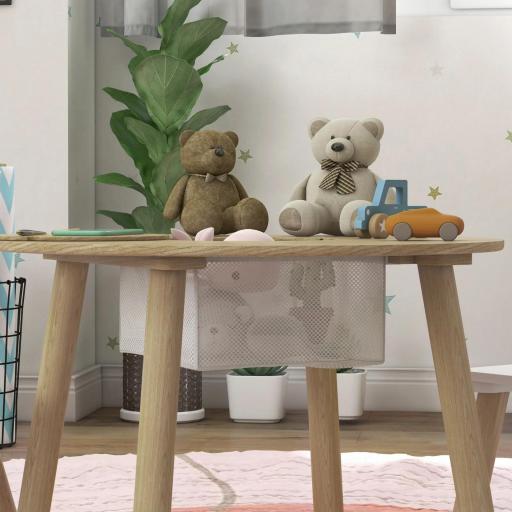 Conjunto Infantil de Mesa y 2 Sillas de Madera con Respaldo en Forma de Oso y Espacio de Almacenaje para Niños 3-6 Años [6]