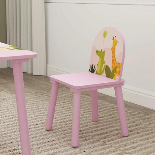 Mesa Infantil con 2 Sillas Mesa y Sillas Infantil con Estampados de Animales para Niños y Niñas de 3-8 Años Rosa [9]