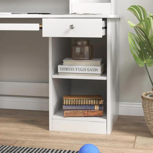 Escritorio y Silla para Niños con Almacenaje para Estudio Lectura y Juegos Mesa 90x45x90 cm y Silla 32x31,5x65 cm Blanco [6]