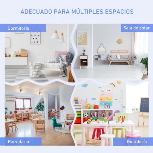Mesa Infantil con 2 Sillas y Banco Juego de Muebles para Actividades para Niños de +3 Años para Dormitorio Gris y Blanco [4]