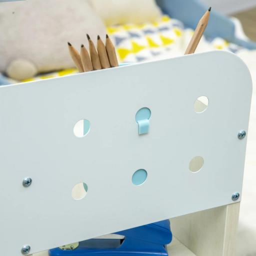 Escritorio y Silla para +3 Años con Altura Ajustable y Mesa Inclinable 80x52x88-109 cm y 35,5x44,5x66-80 cm Azul [5]