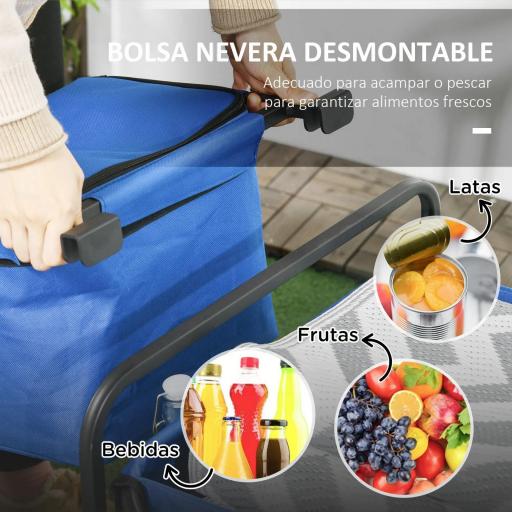 Carro Plegable con Bolsa Térmica Desmontable Longitud y Ángulo del Mango Ajustables y Bolsa de Transporte Azul [7]