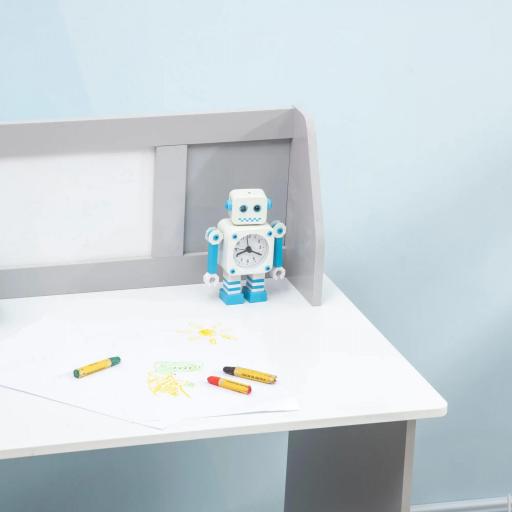 Escritorio Infantil de Madera con Silla y Mesa con Organizador y Pizarra Blanca para +5 Años 90x45x85 cm Gris [2]