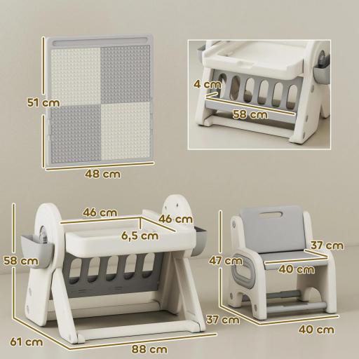 Mesa Multiuso para Niños con Estante Contenedor y Cajones, en HDPE y PP, Mesa Multiuso para Niños [1]
